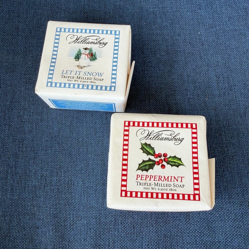 Williamsburg Triple Milled Soap Set of 2 NOS Peppermint & Let It Snow Winter